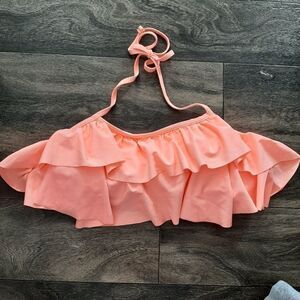 Ruffle Halter Bikini Top - Peach Pink